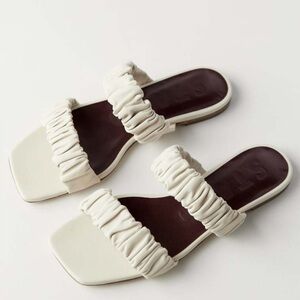 Staud Maya Ruched Cream Sandals